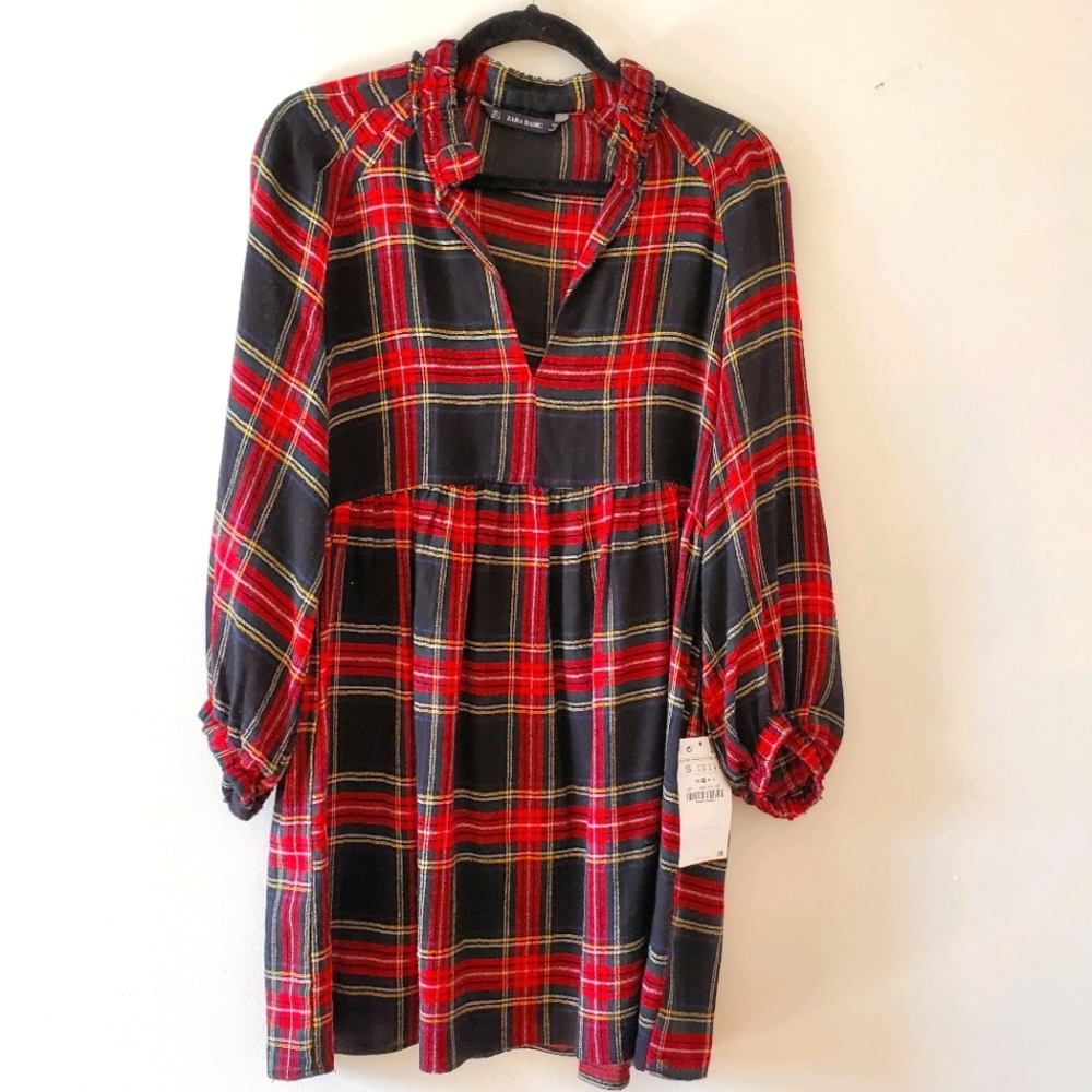 Zara NWT Plaid Swing Dress